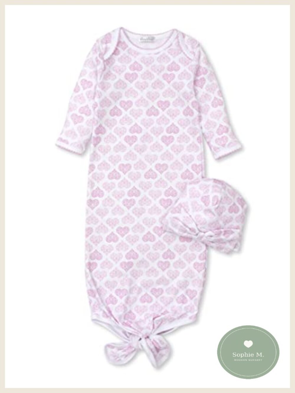 Pima Peruvian Cotton Baby Sack With Hat Newborn Heart Print